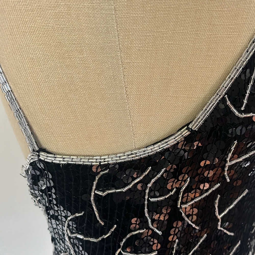 •🍒FINAL PRICE🍒VINTAGE SEQUIN SILK GOWN BOUDOIR FRENCH COSTUME• - Picture 7 of 16